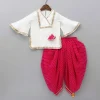 Best Off White Kurti And Leheriya Printed Pink Dhoti Twinning Sets | Ethnic Wear