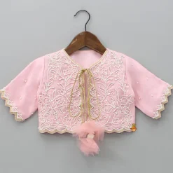 Fashion Off White Kurti With Pink Organza Jacket Ethnic Wear
