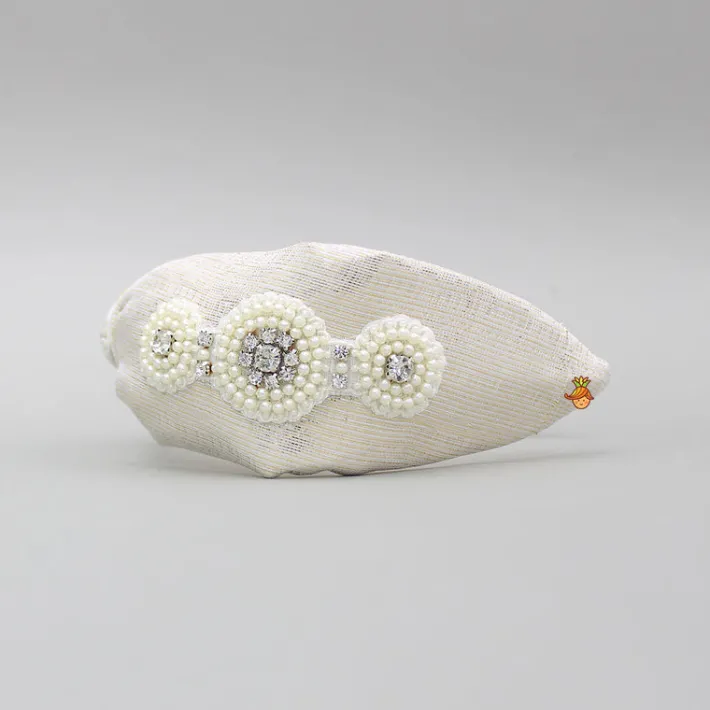Best Off White Pearls and Artificial Stones Embellished Hairband Hair Accessories | Hair Bands