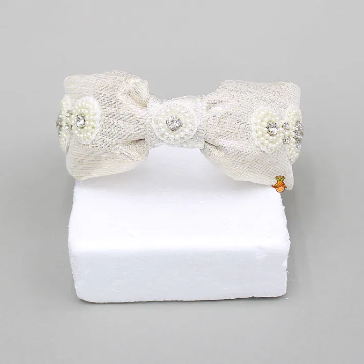 Best Off White Pearls and Artificial Stones Embellished Hairband Hair Accessories | Hair Bands