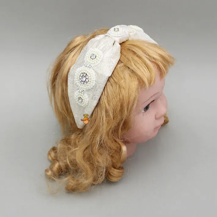 Best Off White Pearls and Artificial Stones Embellished Hairband Hair Accessories | Hair Bands