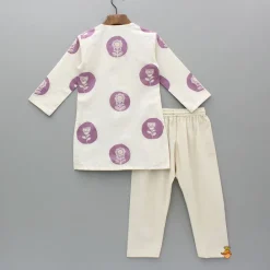 Clearance Off White Printed Kurta And Pyjama BOY Twinning Sets | Indian Ethnic Wear