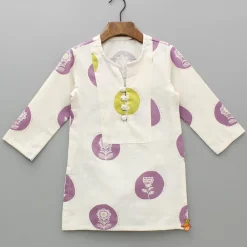 Clearance Off White Printed Kurta And Pyjama BOY Twinning Sets | Indian Ethnic Wear