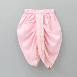 Clearance Off White Tie Up Angarkha Kurta And Dhoti With Pink Mukut BOY Indian Ethnic Wear | Ethnic Sets