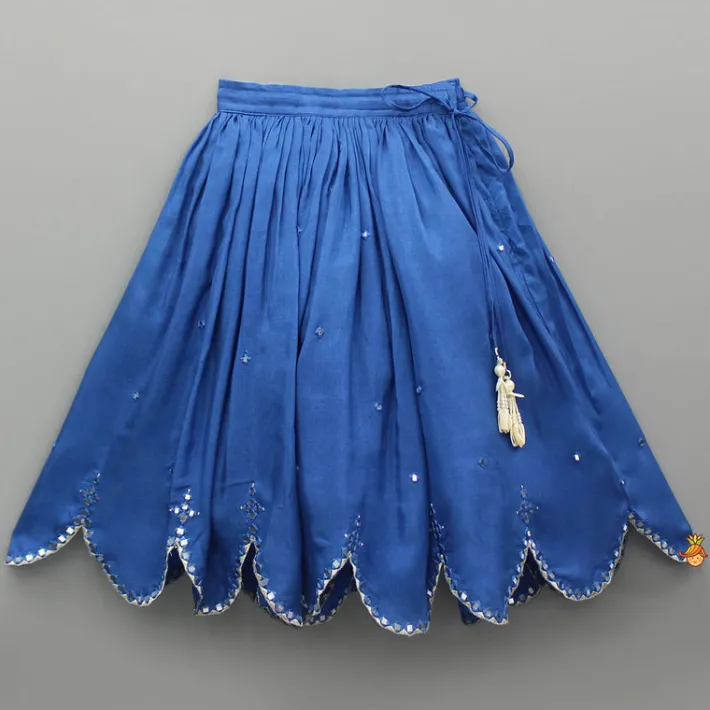 Hot Off White Tie Up Strap Top And Faux Mirror Work Lehenga Ethnic Wear | Lehengas & Ghagras