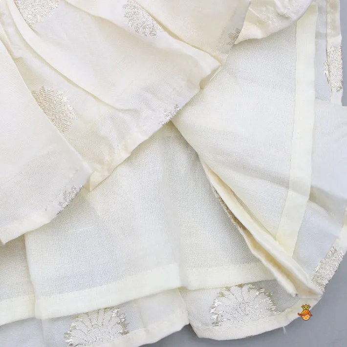 Hot Off White Tie Up Strap Top And Faux Mirror Work Lehenga Ethnic Wear | Lehengas & Ghagras