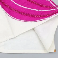 Online Off White Top With Pink Lotus Applique Embroidery And Palazzo Ethnic Wear | Palazzos & Shararas