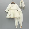 Best Off White Velvet Lace Detailed Kurti And Tulip Dhoti With Net Dupatta Ethnic Wear | Dhotis & Patialas