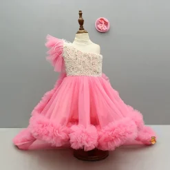 Fashion One Shoulder Embellished Dress With Detachable Trial And Bow With Matching Swirled Bowie Hairclip Dresses & Sets | Dresses