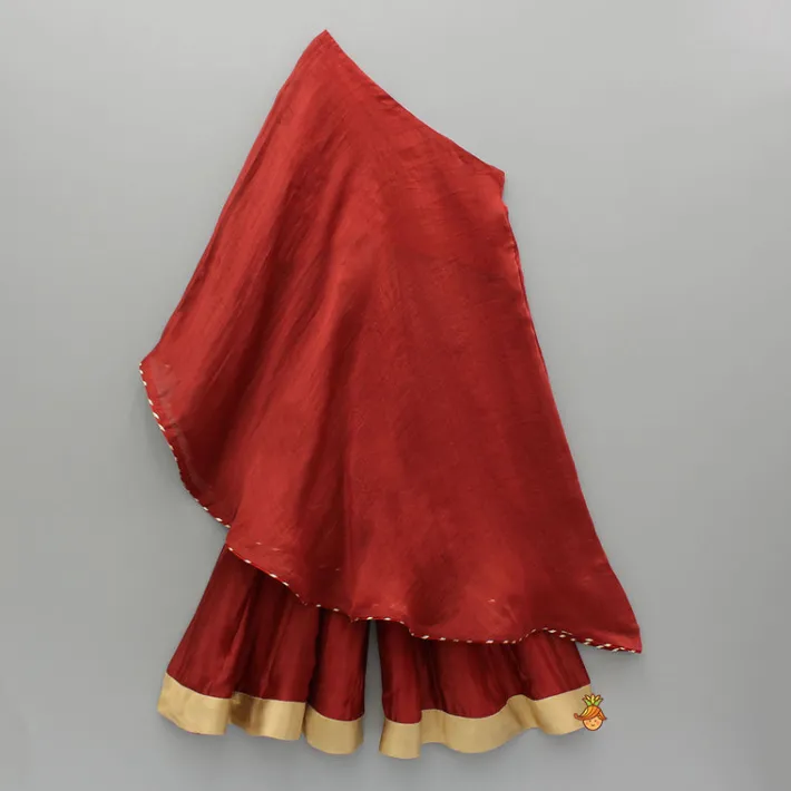 Fashion One Shoulder Embellished Kurti And Flared Palazzo Ethnic Wear | Palazzos & Shararas