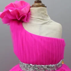 Outlet One Shoulder High Low Pink Dress With Matching Head Band And Detachable bow Dresses & Sets | Dresses