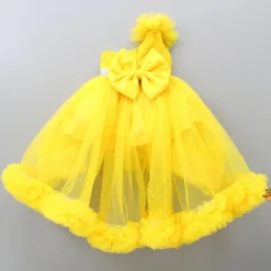 Outlet One Shoulder Ruffle Hem High Low Yellow Dress With Matching Head Band Dresses & Sets | Dresses