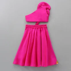Best One Shoulder Swirl Enhanced Pink Top With Palazzo Ethnic Wear | Palazzos & Shararas