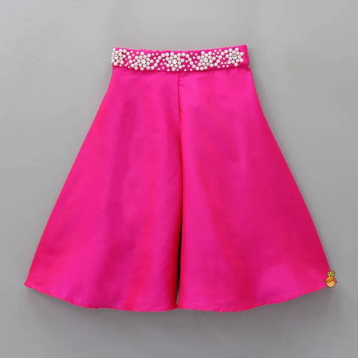 Best One Shoulder Swirl Enhanced Pink Top With Palazzo Ethnic Wear | Palazzos & Shararas