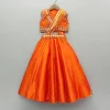 Discount Orange Embroidered Top And Lehenga With Attached Dupatta Ethnic Wear | Lehengas & Ghagras