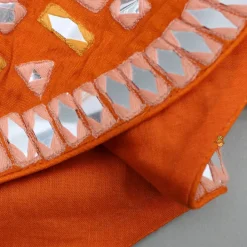 Outlet Orange Faux Mirror Embroidered Top And Lehenga Ethnic Wear | Lehengas & Ghagras