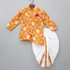 Online Orange Floral Brocade Asymmetric Kurta With Dhoti BOY Indian Ethnic Wear | Ethnic Sets