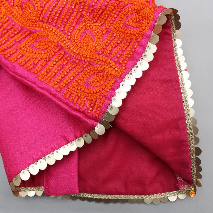 Fashion Orange Hand Embroidered Pink Top With Lehenga And Dupatta Ethnic Wear | Lehengas & Ghagras