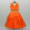 Discount Orange Holographic Lace Detailed Shimmery Top And Layered Lehenga Ethnic Wear | Lehengas & Ghagras