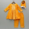 Sale Orange Kurti With Gota Lace Detailing And Pant With Matching Dupatta Ethnic Wear | Churidars & Salwars