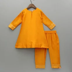 Sale Orange Kurti With Gota Lace Detailing And Pant With Matching Dupatta Ethnic Wear | Churidars & Salwars