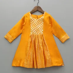 Sale Orange Kurti With Gota Lace Detailing And Pant With Matching Dupatta Ethnic Wear | Churidars & Salwars