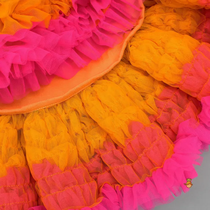 Outlet Orange Printed Ruffle Detailed Dress Dresses & Sets | Dresses