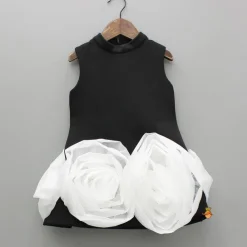 Fashion Organza Flower Detailed Black Dress Dresses & Sets | Dresses