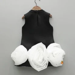 Fashion Organza Flower Detailed Black Dress Dresses & Sets | Dresses