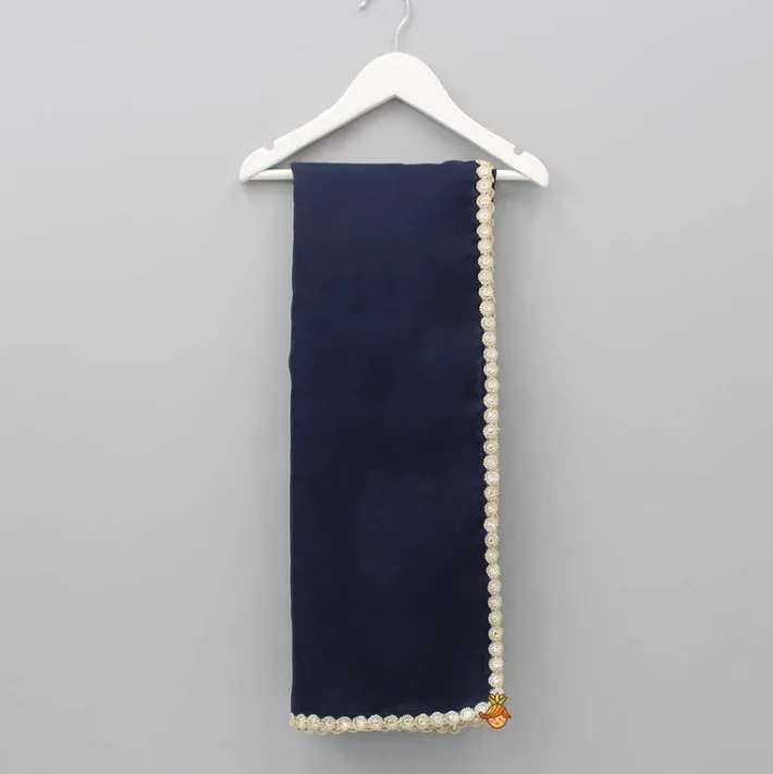 Discount Organza Lace Work Blue Dupatta Ethnic Wear