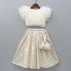 Fashion Organza Off White Frilly Top And Chanderi Embroidered Lehenga Twinning Sets | Ethnic Wear