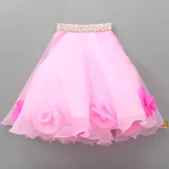 Fashion Organza One Shoulder Pink Top And Flower Adorned Flared Lehenga Ethnic Wear | Lehengas & Ghagras