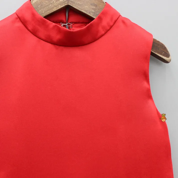 Sale Organza Rose Detailed Red Satin Dress Dresses & Sets | Dresses
