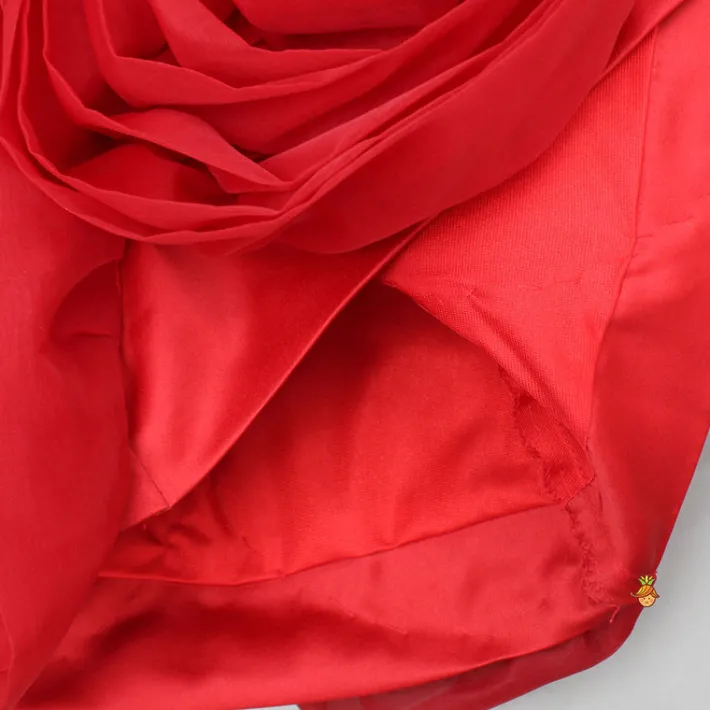 Sale Organza Rose Detailed Red Satin Dress Dresses & Sets | Dresses