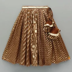 Outlet Organza Triple Layered Flap Brown Top And Zari Embroidered Lehenga Twinning Sets | Ethnic Wear