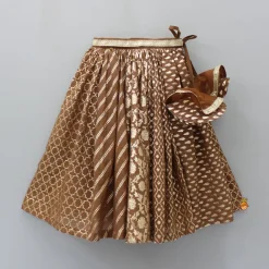 Online Organza Triple Layered Flap Brown Top And Zari Embroidered Lehenga Ethnic Wear | Lehengas & Ghagras