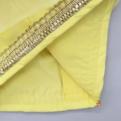 Online Organza Triple Layered Flap Pastel Yellow Top And Zari Embroidered Lehenga Ethnic Wear | Lehengas & Ghagras