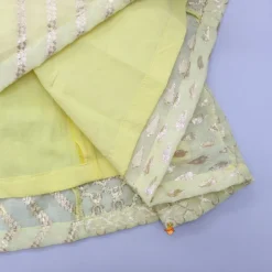 Online Organza Triple Layered Flap Pastel Yellow Top And Zari Embroidered Lehenga Ethnic Wear | Lehengas & Ghagras