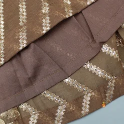 Outlet Organza Triple Layered Flap Brown Top And Zari Embroidered Lehenga Twinning Sets | Ethnic Wear