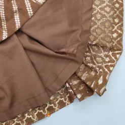 Online Organza Triple Layered Flap Brown Top And Zari Embroidered Lehenga Ethnic Wear | Lehengas & Ghagras