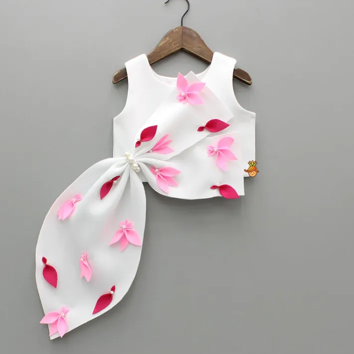 Sale Over Sized Bowie White Scuba Stylish Top And Fuchsia Pink Pant Dresses & Sets | Sets