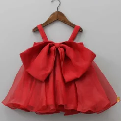 Fashion Oversized Bow Organza Red Strappy Dress Dresses & Sets | Dresses