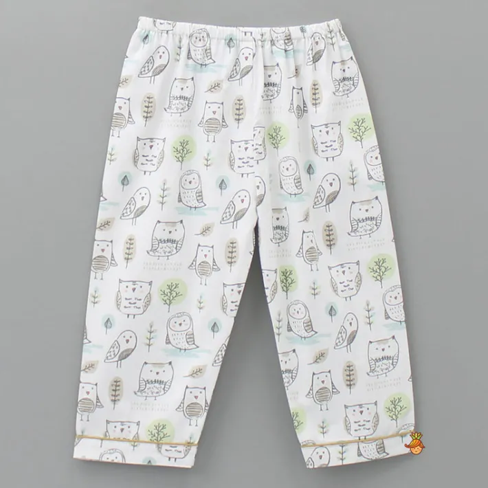 New Owl Printed Off White Sleepwear BOY Sleep Wear | Sleepwear
