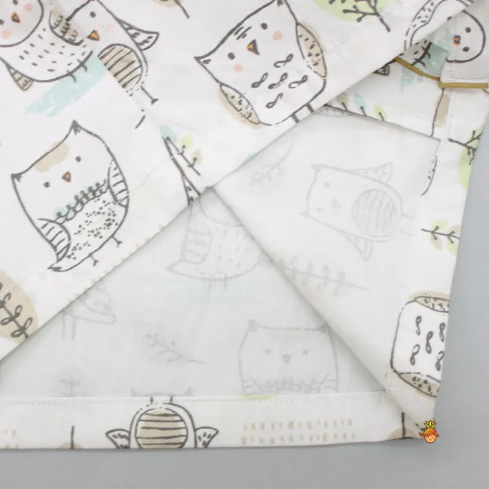 New Owl Printed Off White Sleepwear BOY Sleep Wear | Sleepwear