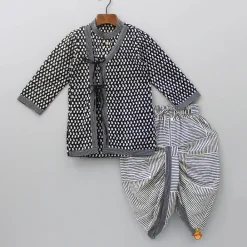 Online Paisley Printed Angrakha Style Kurta With Dhoti BOY Twinning Sets | Indian Ethnic Wear