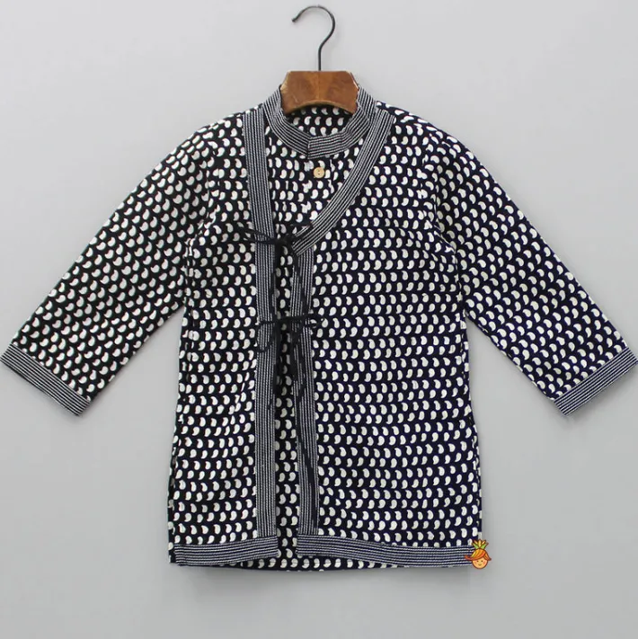 Online Paisley Printed Angrakha Style Kurta With Dhoti BOY Twinning Sets | Indian Ethnic Wear