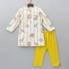 Hot Patch Pocket Detail Embroidered Kurta And Mustard Pyjama BOY Indian Ethnic Wear | Ethnic Sets
