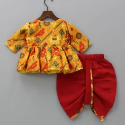 Online Patola Printed Angarkha Style Kurta And Dhoti With Mukut BOY Indian Ethnic Wear | Ethnic Sets
