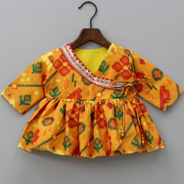 Online Patola Printed Angarkha Style Kurta And Dhoti With Mukut BOY Indian Ethnic Wear | Ethnic Sets