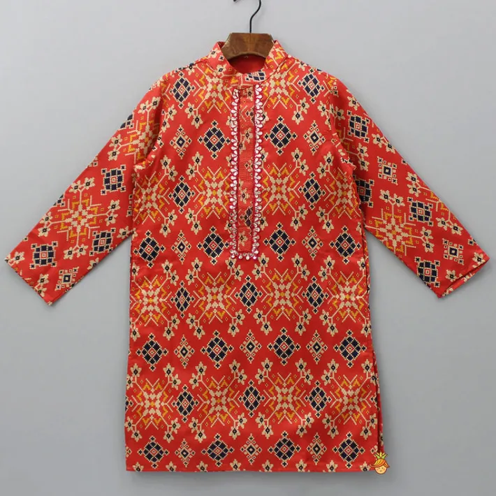 Sale Patola Printed Threadwork Embroidery Kurta BOY Indian Ethnic Wear | Kurtas